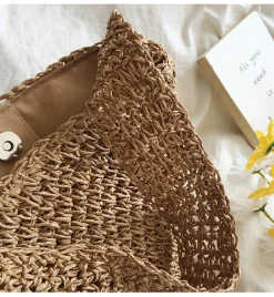 Elena Handbags Straw Shoulder Bucket Bag