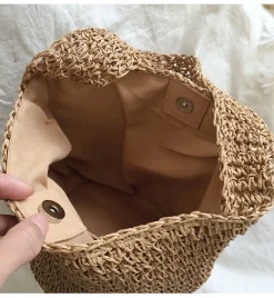 Elena Handbags Straw Shoulder Bucket Bag