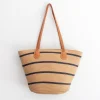 Elena Handbags Straw Summer Tote Beach Bag with Stripes
