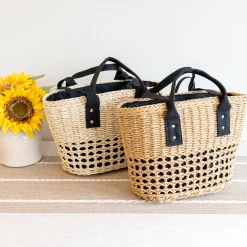 Elena Handbags Straw Summer Beach Basket Tote