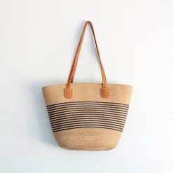 Elena Handbags Straw Summer Tote Beach Basket Bag