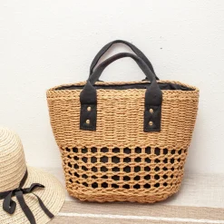 Elena Handbags Straw Summer Beach Basket Tote