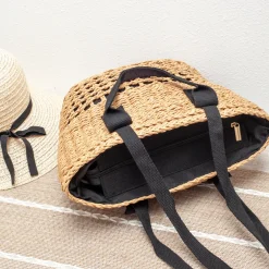 Elena Handbags Straw Summer Beach Basket Tote