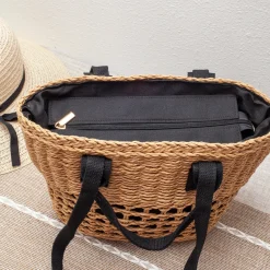 Elena Handbags Straw Summer Beach Basket Tote