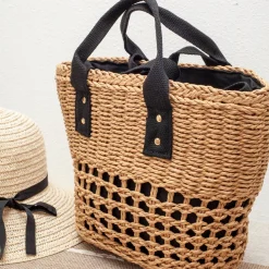 Elena Handbags Straw Summer Beach Basket Tote