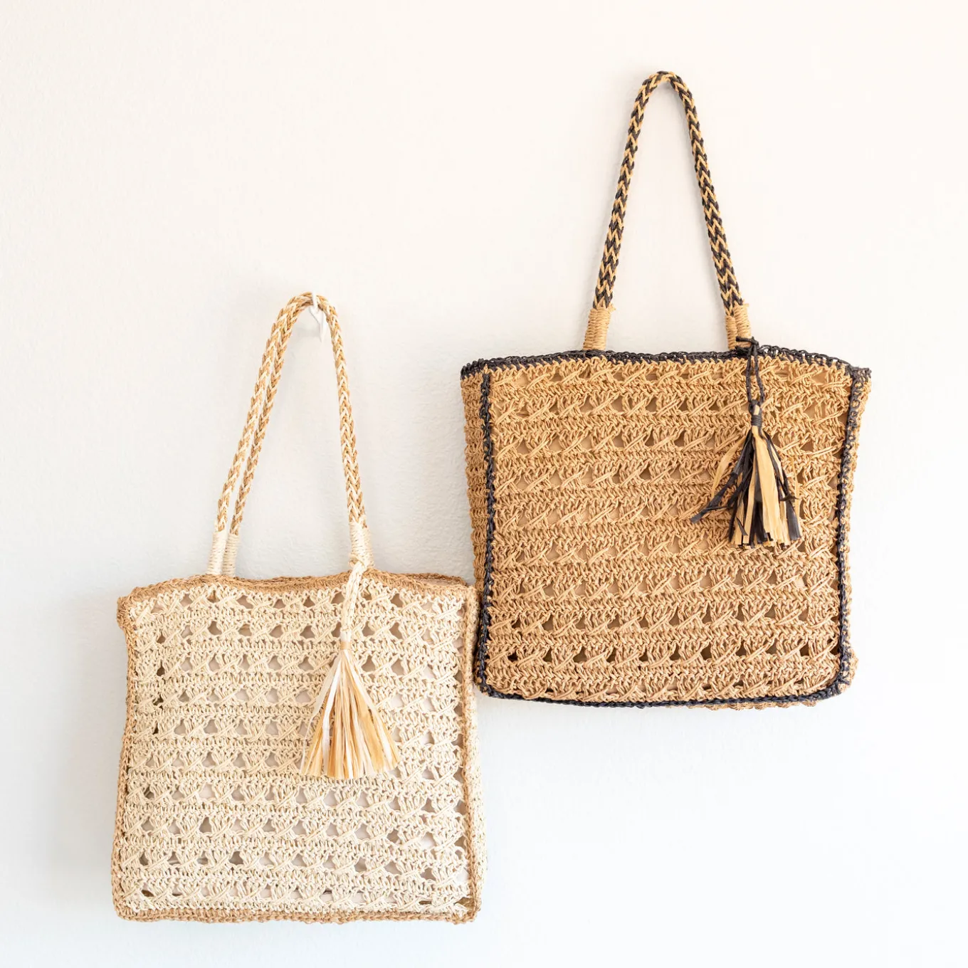 Elena Handbags Straw Woven Shoulder Bag with Tassel