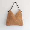 Elena Handbags Straw Woven Fashion Shoulder Bag