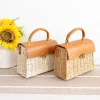 Elena Handbags Straw Woven Box Bag with Leather Flap and Trims
