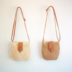 Elena Handbags Straw Woven Crossbody Bag