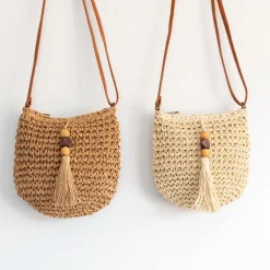 Elena Handbags Straw Woven Crossbody Bag
