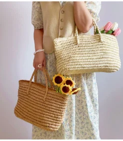 Elena Handbags Straw Woven Summer Beach Bag
