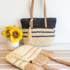 Elena Handbags Straw Woven Summer Beach Tote