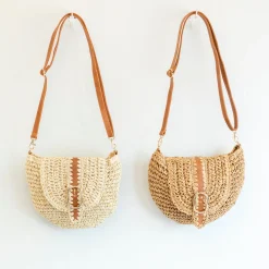 Elena Handbags Straw Woven Crossbody Bag