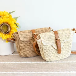 Elena Handbags Straw Woven Crossbody Bag