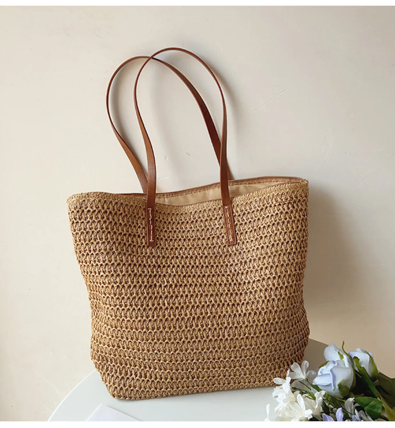 Elena Handbags Straw Woven Tote