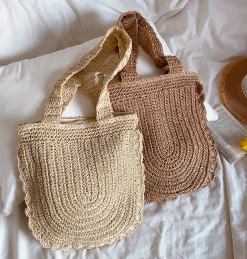 Elena Handbags Straw Woven Shoulder Bag