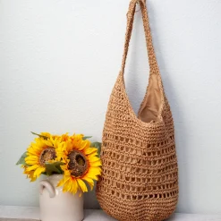 Elena Handbags Straw Woven Shoulder Beach Bag