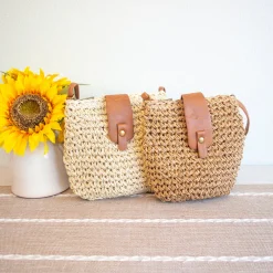 Elena Handbags Straw Woven Crossbody Bag