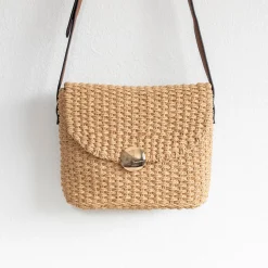 Elena Handbags Straw Woven Messenger Bag with Flap