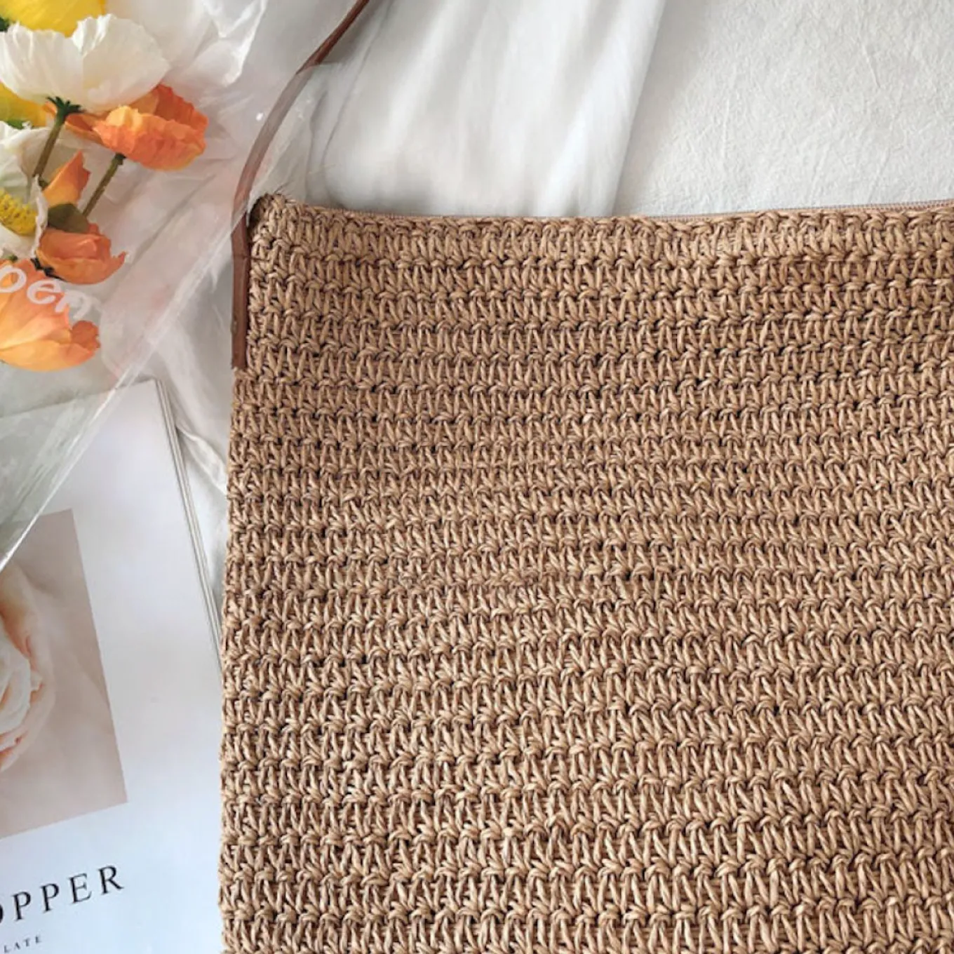 Elena Handbags Straw Woven Retro Shoulder Bag