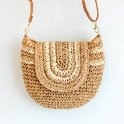 Elena Handbags Straw Woven Crossbody Bag