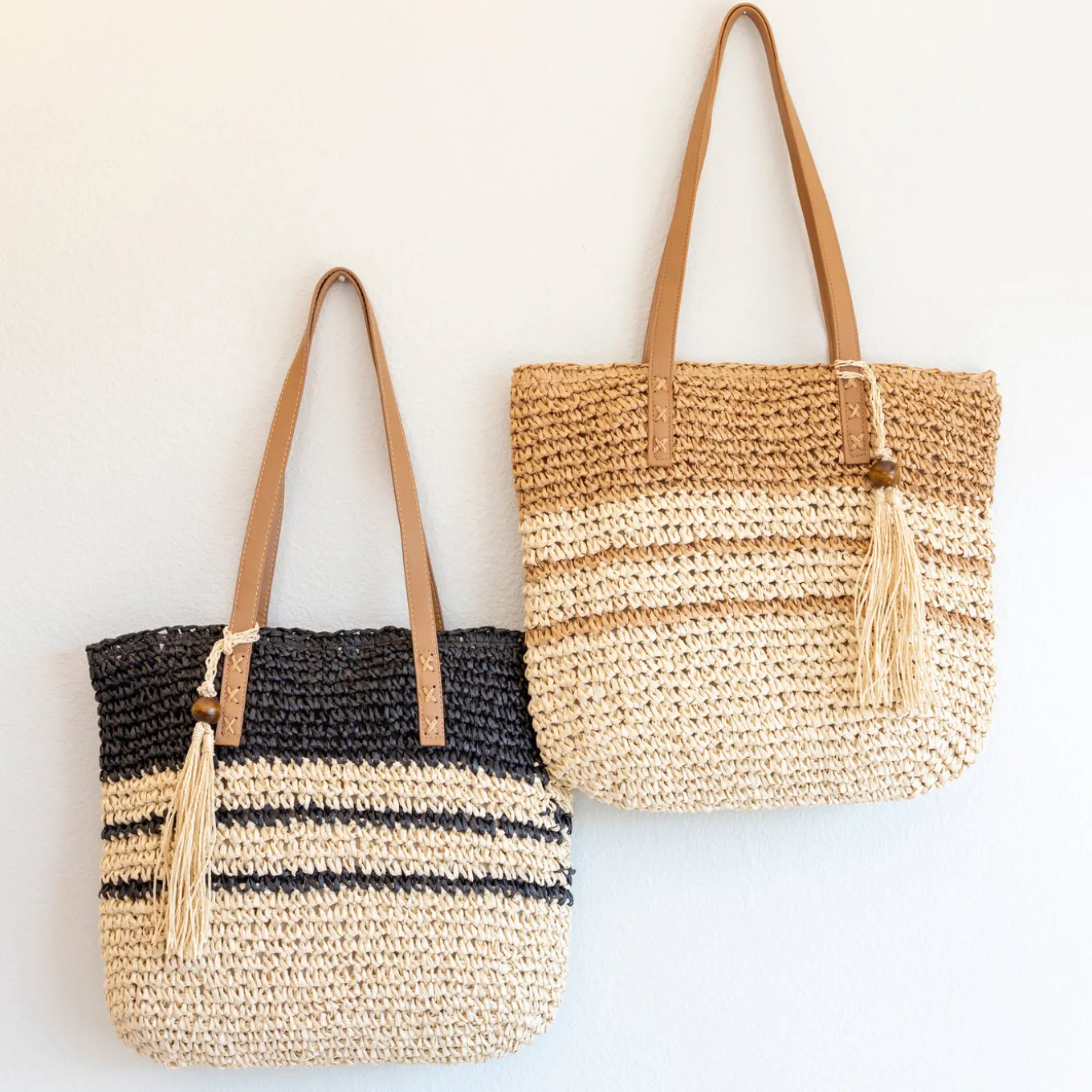 Elena Handbags Straw Woven Summer Beach Tote