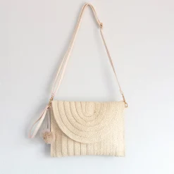 Elena Handbags Straw Woven Shoulder Purse Clutch Handbag