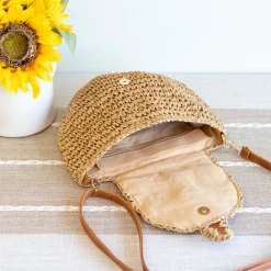 Elena Handbags Straw Woven Crossbody Bag