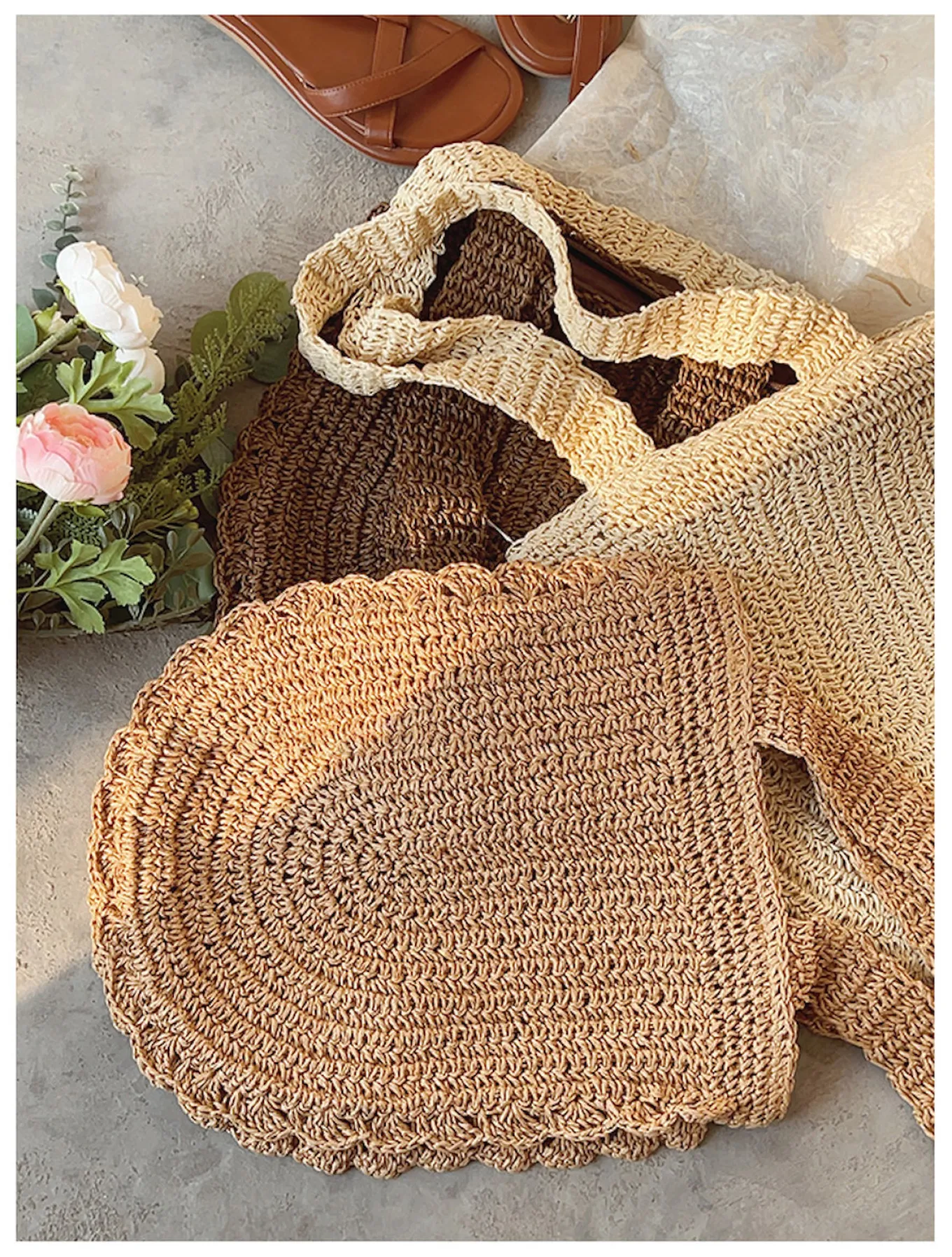 Elena Handbags Straw Woven Shoulder Bag