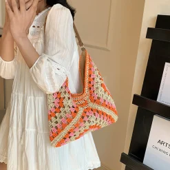 Elena Handbags Straw Woven Fashion Shoulder Bag