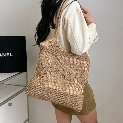 Elena Handbags Straw Woven Summer Fashion Bag with Floral Designs