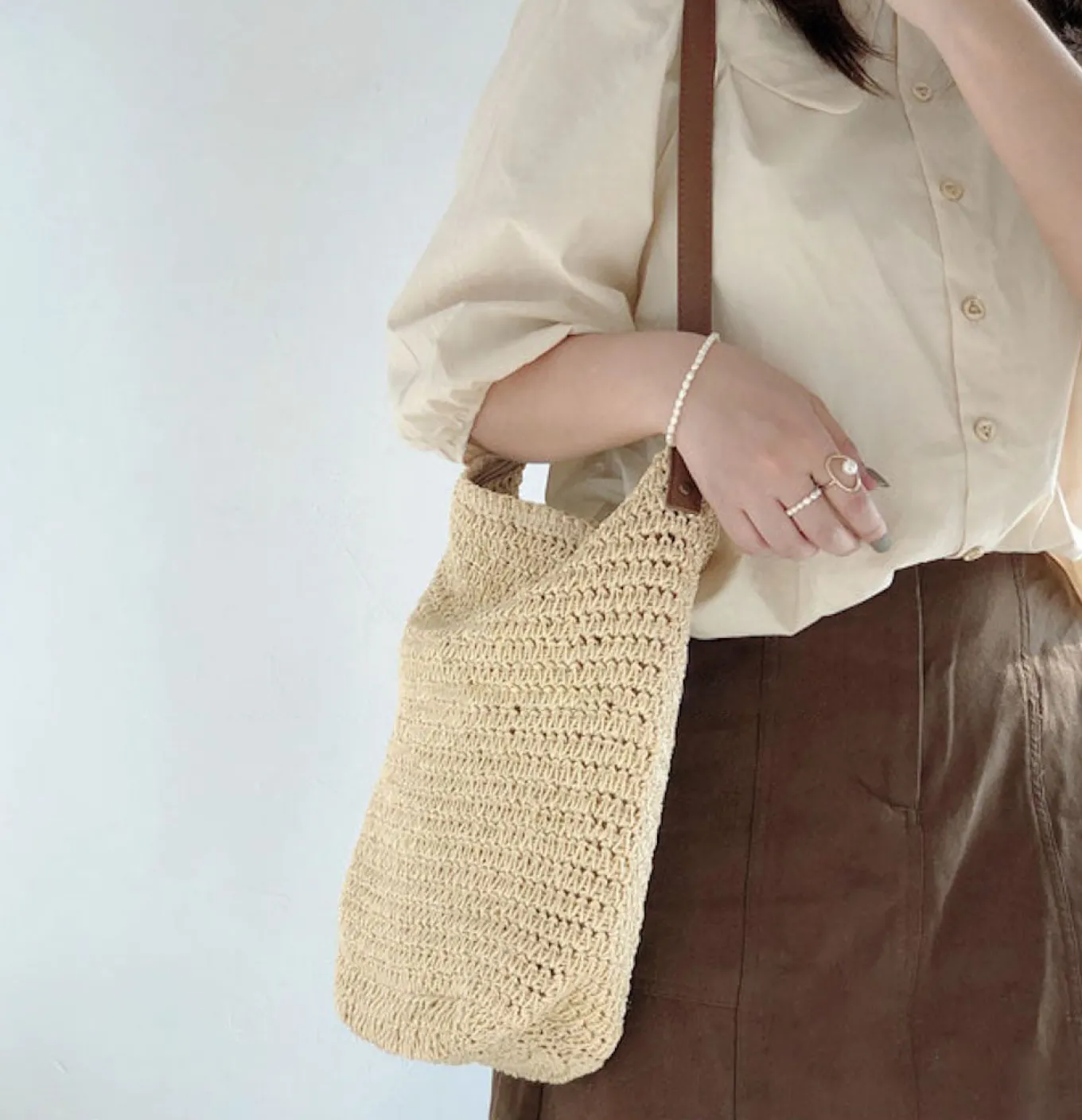 Elena Handbags Straw Woven Retro Shoulder Bag