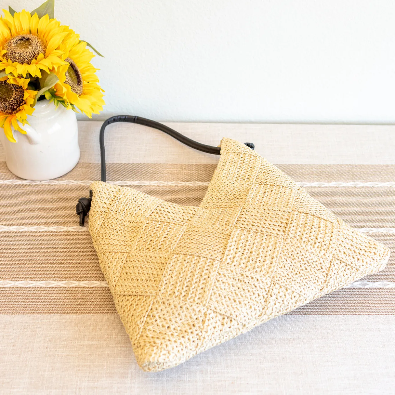Elena Handbags Straw Woven Fashion Shoulder Bag