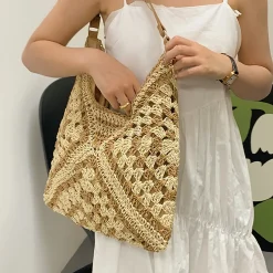Elena Handbags Straw Woven Fashion Shoulder Bag
