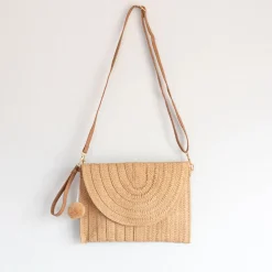 Elena Handbags Straw Woven Shoulder Purse Clutch Handbag