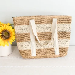 Elena Handbags Straw Woven Beach Tote