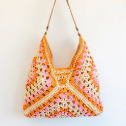 Elena Handbags Straw Woven Fashion Shoulder Bag