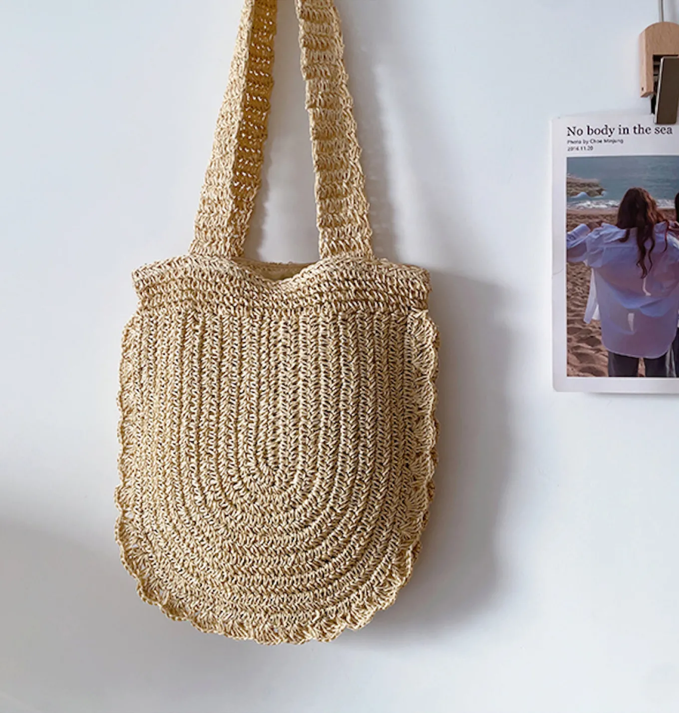 Elena Handbags Straw Woven Shoulder Bag