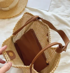 Elena Handbags Straw Woven Work Tote
