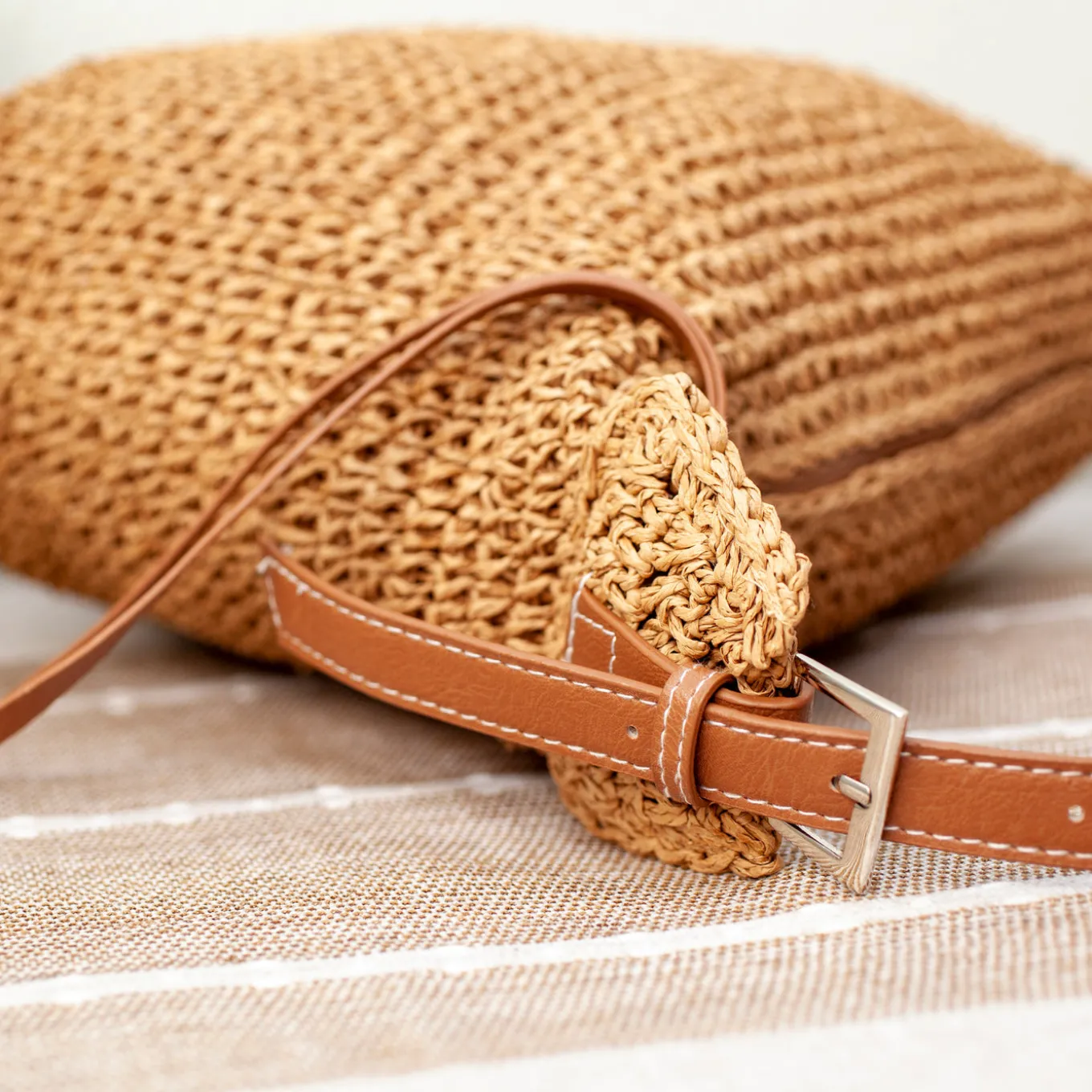 Elena Handbags Straw Woven Crossbody Bag With Tassle