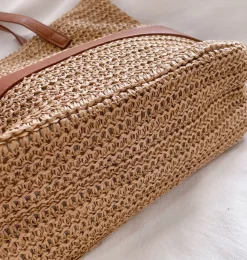 Elena Handbags Straw Woven Tote Shoulder Bag