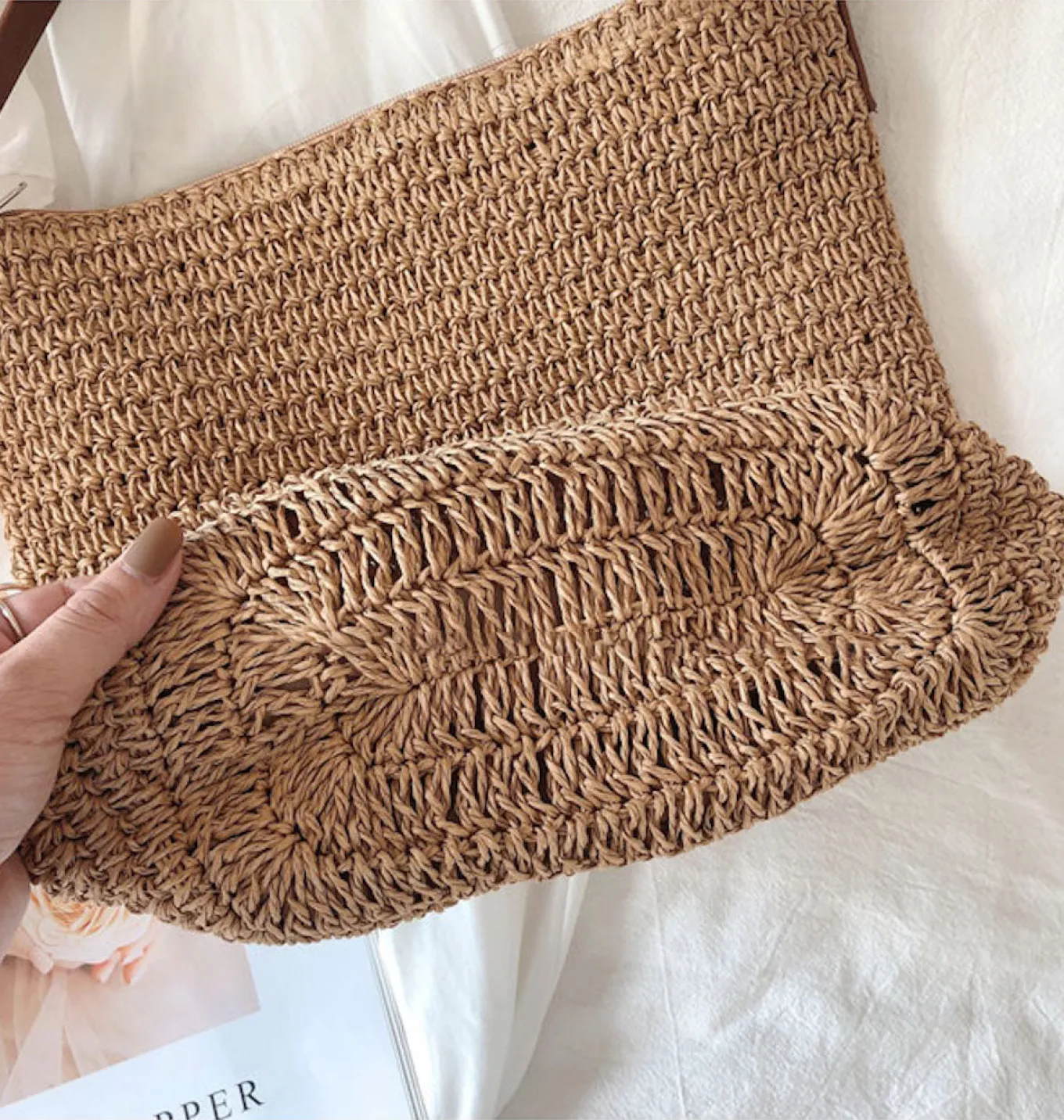 Elena Handbags Straw Woven Retro Shoulder Bag