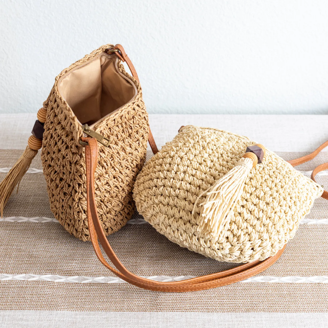 Elena Handbags Straw Woven Crossbody Bag
