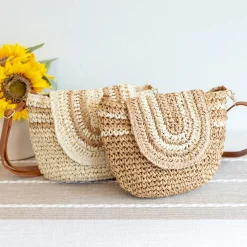 Elena Handbags Straw Woven Crossbody Bag