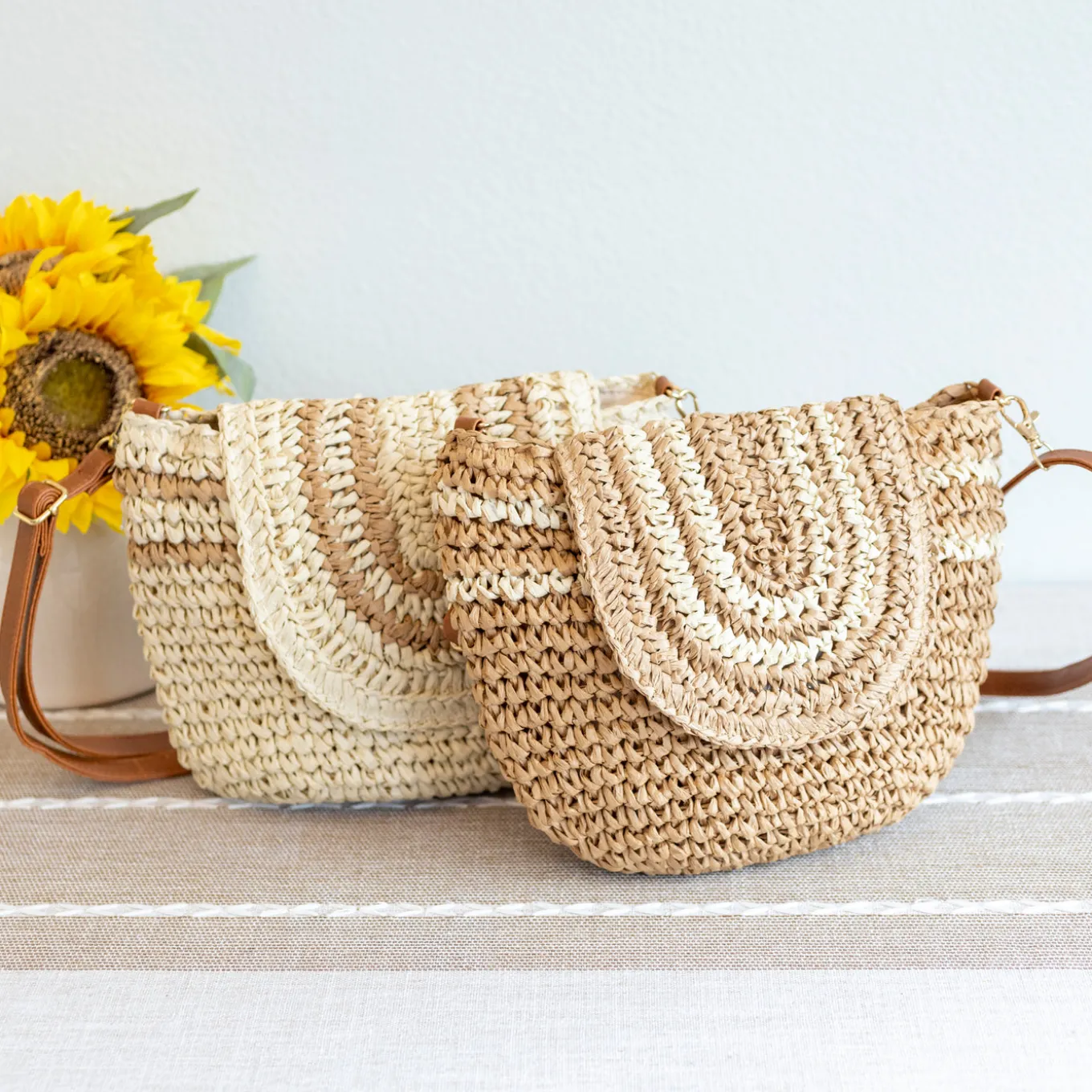 Elena Handbags Straw Woven Crossbody Bag