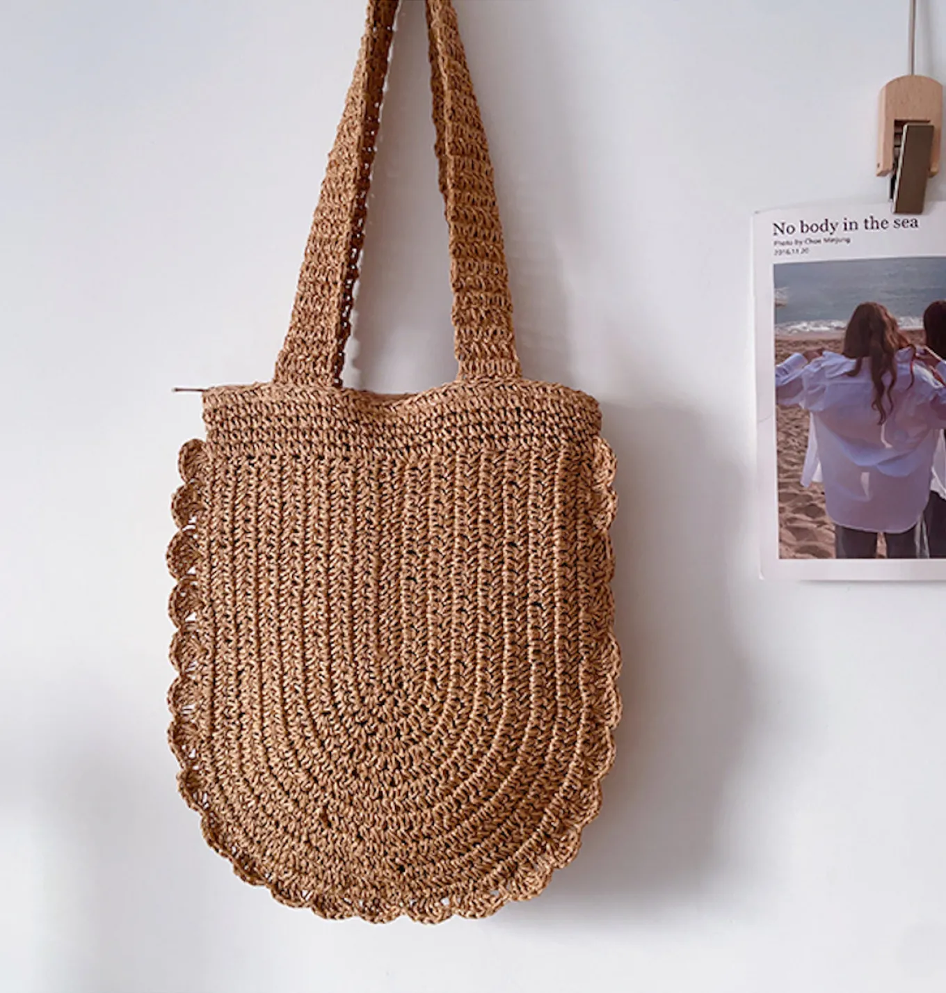 Elena Handbags Straw Woven Shoulder Bag
