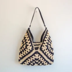 Elena Handbags Straw Woven Fashion Shoulder Bag