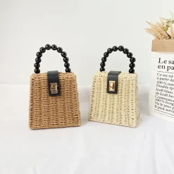 Elena Handbags Straw Woven Box Purse