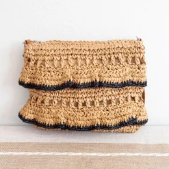 Elena Handbags Straw Woven Summer Crossbody Purse