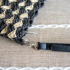 Elena Handbags Straw Woven Striped Crossbody Bag